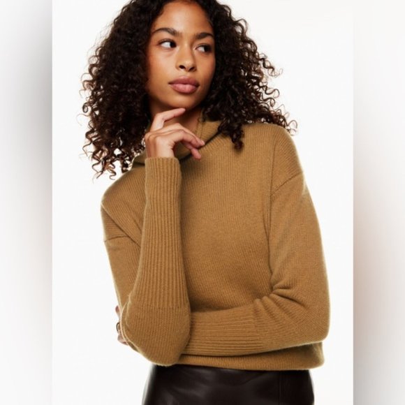 Aritzia Wilfred Luxe Cashmere Cyprie mock neck Sweater in rich chestnut large - Picture 3 of 14